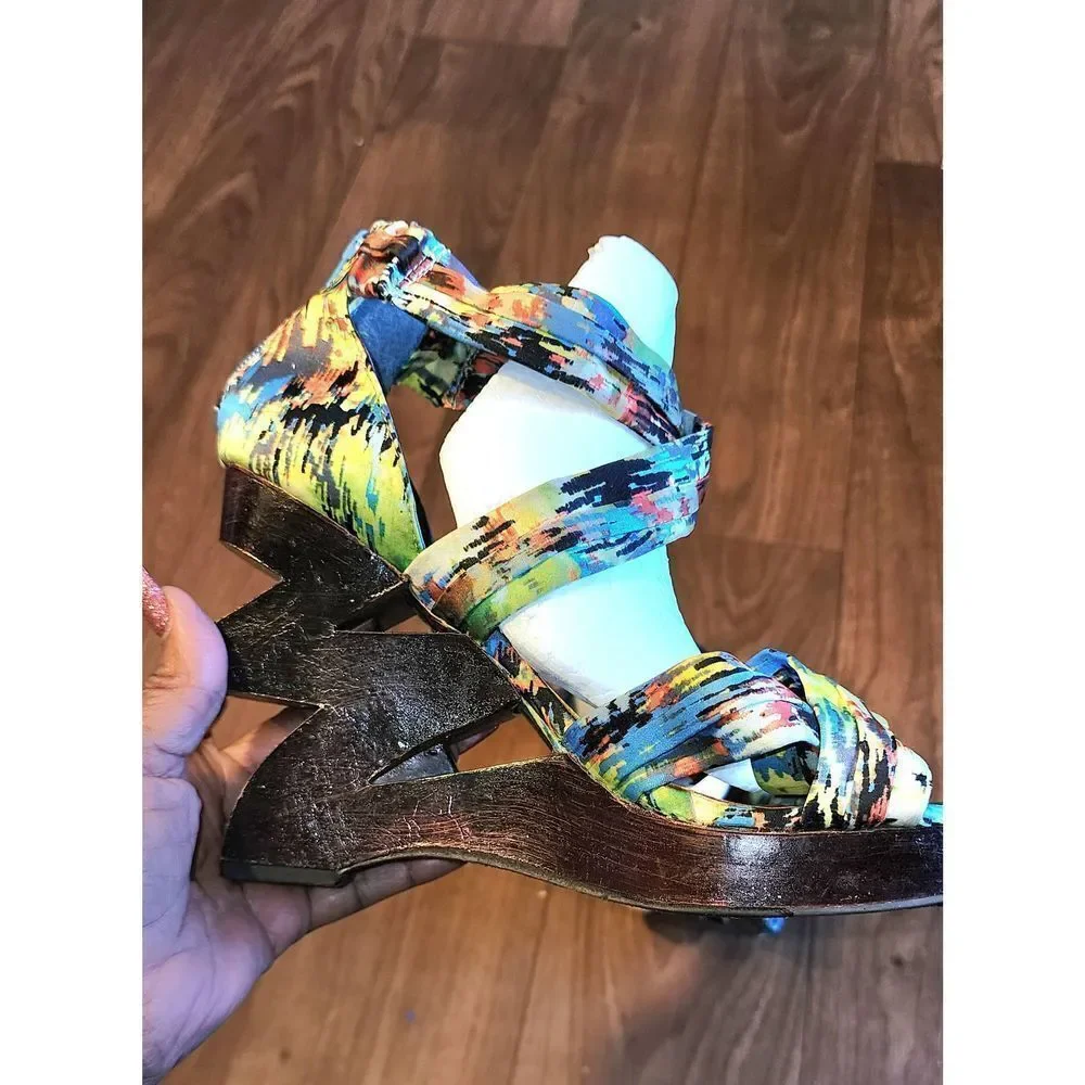 Vintage Bamboo Wedge Heels